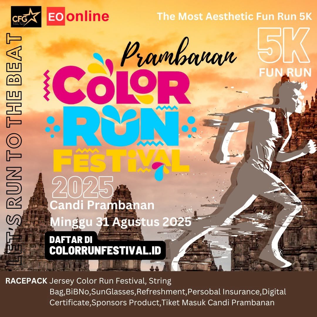 Jogging Sekaligus Healing? Prambanan Color Run 2025 Jawabannya!. Gambar : ig @colorrunfestivalid