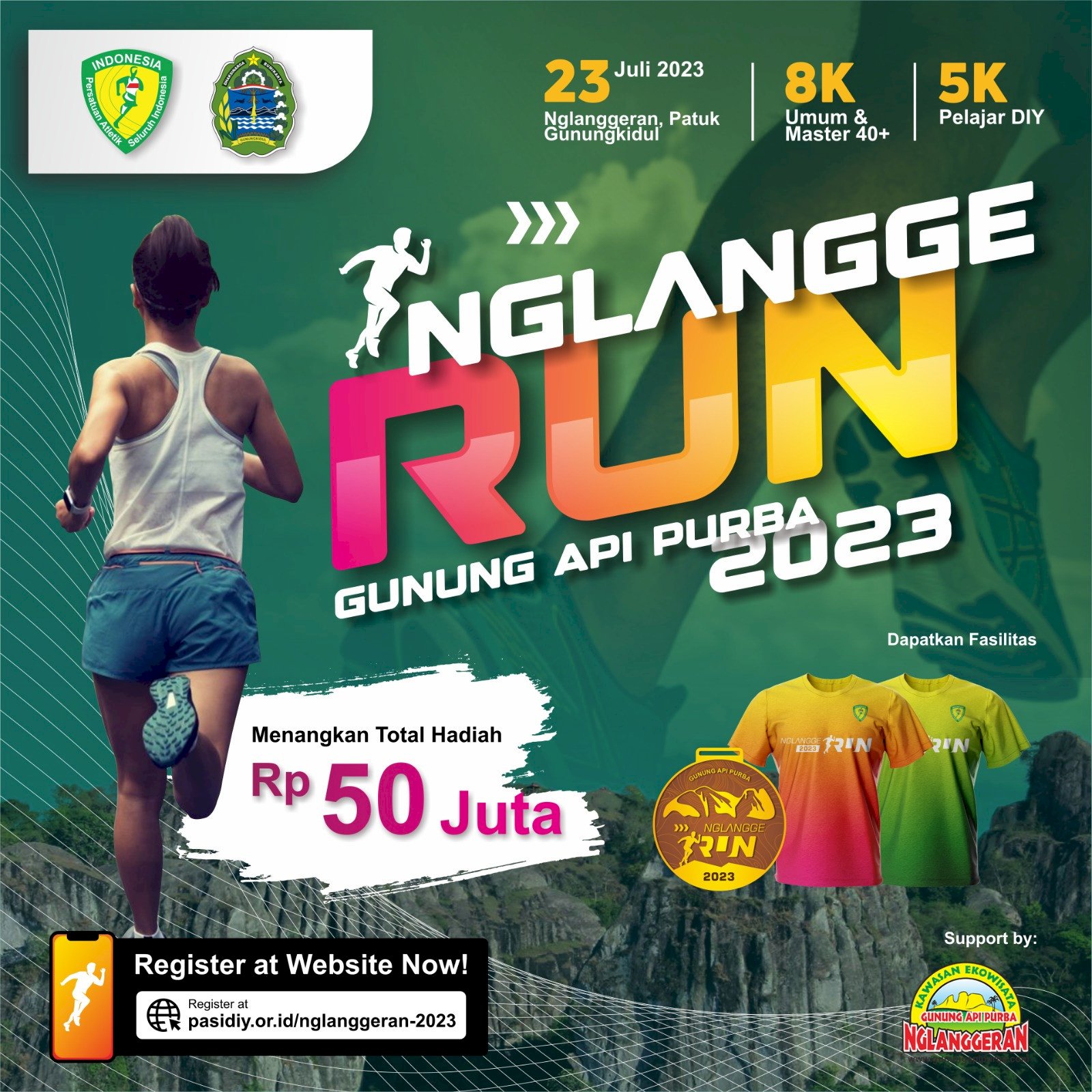 NglanggeRUN 5K & 8K 2023: Menikmati Petualangan Lari yang Tak Terlupakan di Gunung Api Purba Nglanggeran. Gambar : pasidiy.or.id